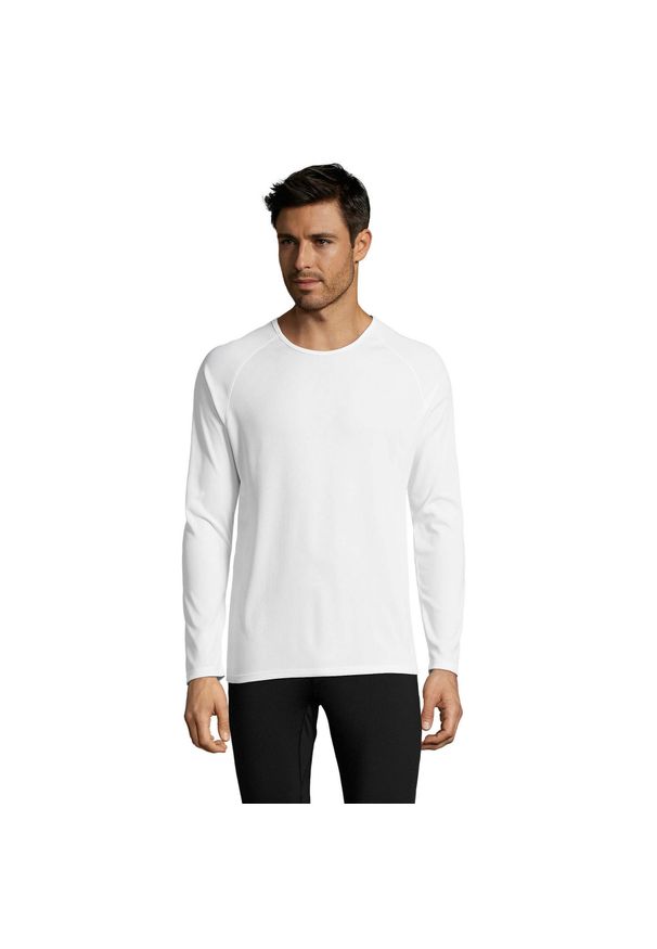 SOL'S - Męska Koszulka Sportowa Z Długim Rękawem. Kolor: biały. Długość rękawa: długi rękaw. Długość: długie. Sport: turystyka piesza