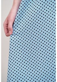 Marie Zélie - Sukienka Anastazja błękitna w kropeczki 46 niebieski. Kolor: niebieski. Materiał: bawełna, dzianina, materiał, elastan, skóra. Typ sukienki: rozkloszowane. Styl: klasyczny #5