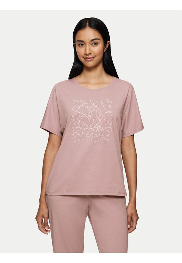 Triumph Koszulka piżamowa Mix & Match 10218281 Różowy Relaxed Fit. Kolor: różowy. Materiał: bawełna