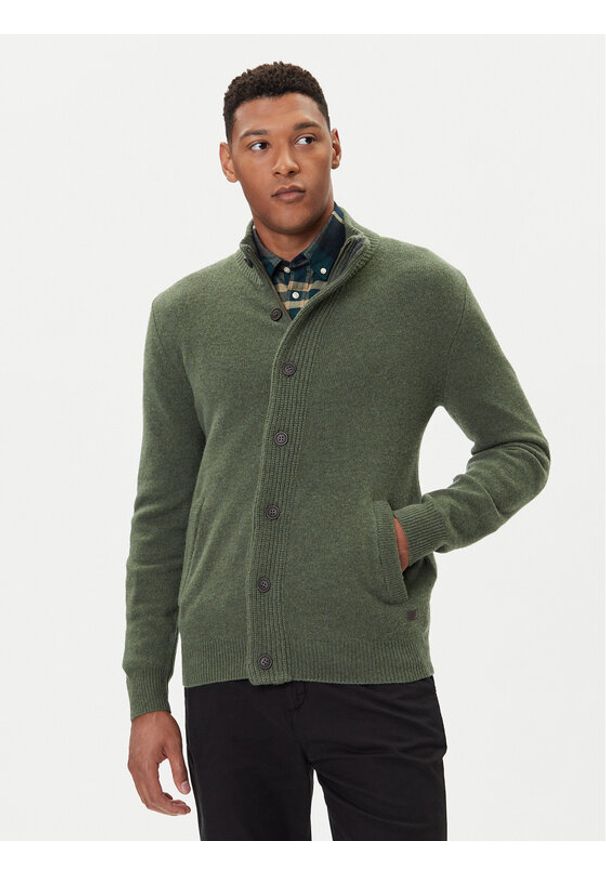 Barbour Kardigan Essential MKN0731OL51 Zielony Regular Fit. Kolor: zielony. Materiał: wełna