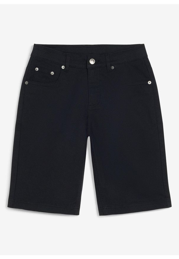 bonprix - Bermudy ze stretchem i regulowaną talią, regular fit. Kolor: czarny