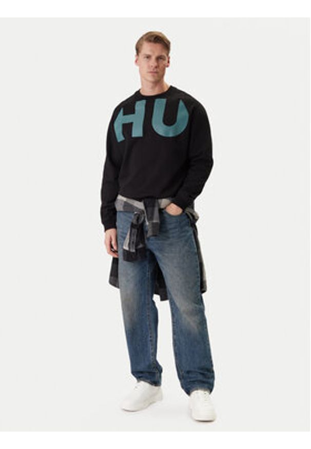 Hugo - HUGO Bluza Nalfcrew 50552496 Czarny Loose Fit. Kolor: czarny. Materiał: bawełna
