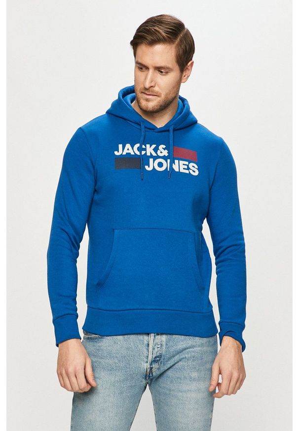 Jack & Jones - Bluza bawełniana. Okazja: na co dzień. Kolor: niebieski. Materiał: bawełna. Wzór: nadruk. Styl: casual