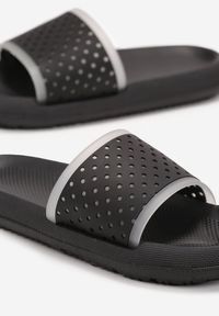 Renee - Czarne Basenowe Klapki z Perforacją Palencia. Okazja: na co dzień, na plażę. Kolor: czarny. Styl: casual #5