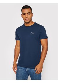Pepe Jeans T-Shirt Original Basic 3 N PM508212 Granatowy Slim Fit. Kolor: niebieski. Materiał: bawełna