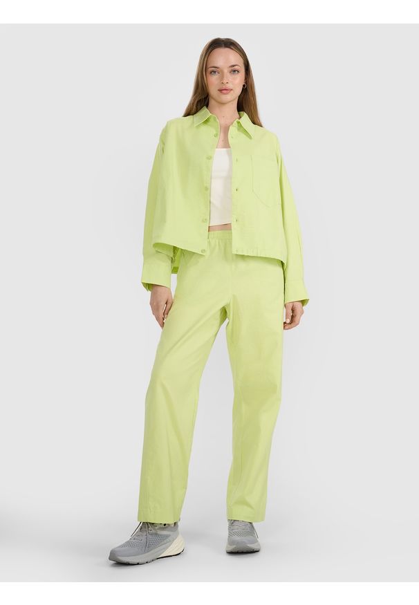 4f - 4F Spodnie casual damskie - żółte XXL. Okazja: na co dzień. Kolor: żółty. Materiał: bawełna, materiał, tkanina. Styl: casual