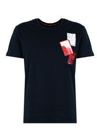 Pepe Jeans T-shirt "Solam" | PM508501 | Solam | Mężczyzna | Granatowy. Okazja: na co dzień. Kolor: niebieski. Materiał: bawełna. Długość: krótkie. Wzór: aplikacja, nadruk. Styl: casual