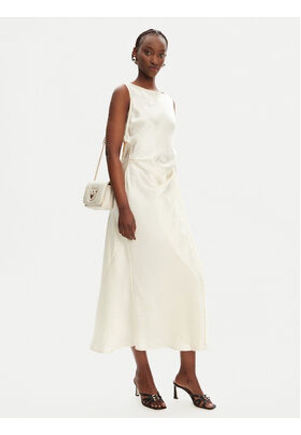 Pinko - PINKO Sukienka koktajlowa Amico 105011 A2BU Beżowy Regular Fit. Kolor: beżowy. Materiał: syntetyk. Styl: wizytowy