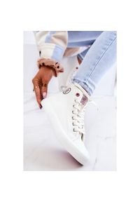 Damskie Wysokie Trampki Cross Jeans JJ2R4056C Białe. Kolor: biały. Materiał: skóra, guma #3