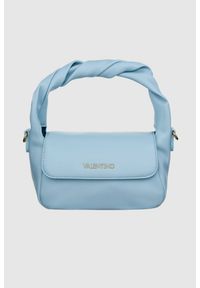 Valentino by Mario Valentino - VALENTINO Błękitna mała gładka torebka ze skręconą rączką lemonade satchel. Kolor: niebieski. Wzór: gładki. Styl: elegancki #1