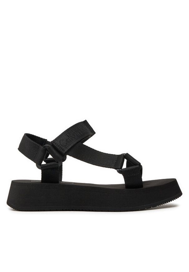 Calvin Klein Jeans Sandały Sandal Velcro Webbing In Mtl YW0YW01480 Czarny. Kolor: czarny. Materiał: materiał