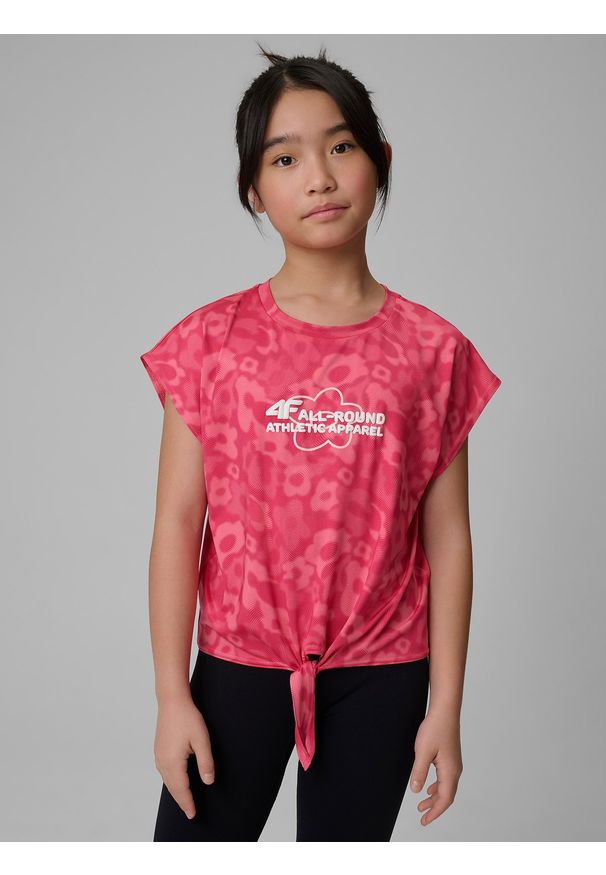 4f - 4F Koszulka sportowa szybkoschnąca dziewczęca - różowa 146/152 (10-12 lat). Kolor: różowy. Sezon: lato. Styl: sportowy