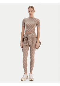 Guess Legginsy V5BB13 K2000 Brązowy Slim Fit. Kolor: brązowy. Materiał: syntetyk #5