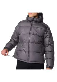 columbia - Kurtka męska Columbia Pike Lake II Hooded 2050931025 - szara. Typ kołnierza: kaptur. Kolor: szary. Materiał: poliester, syntetyk, puch. Technologia: Omni-Heat (Columbia). Wzór: aplikacja. Sezon: zima #1