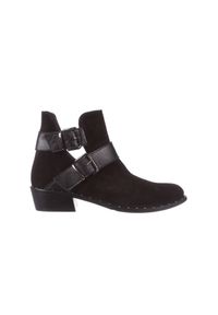 Botki Bayla-195 19K-802 Siyah Black 195019, Czarny, Skóra naturalna - 37. Zapięcie: klamry. Kolor: czarny. Materiał: skóra. Szerokość cholewki: normalna. Obcas: na obcasie. Styl: boho. Wysokość obcasa: średni #1