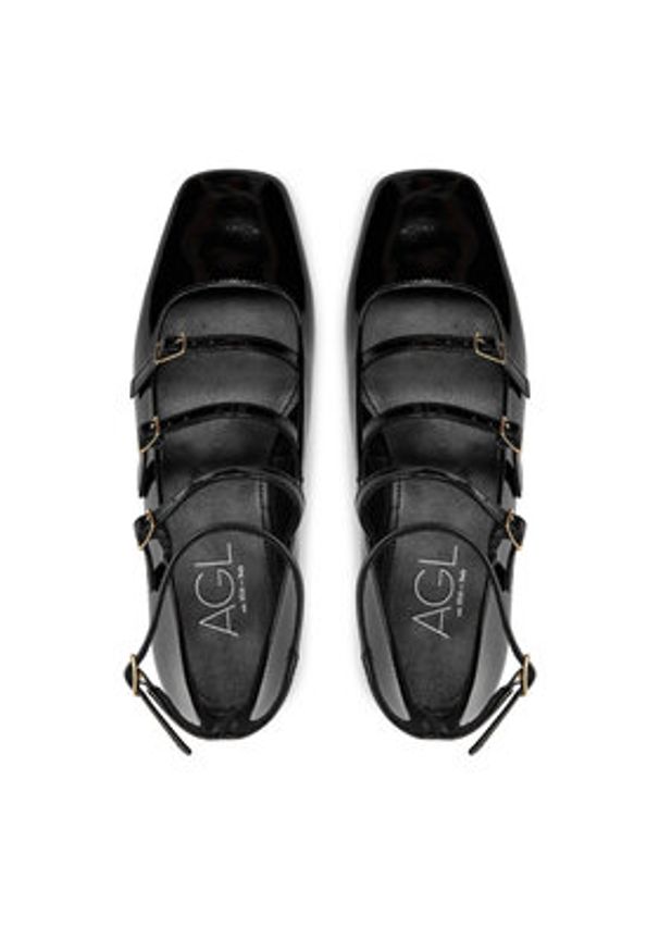 AGL Baleriny Angie L Straps D557003PCMOON.0000 Czarny. Kolor: czarny. Materiał: lakier, skóra