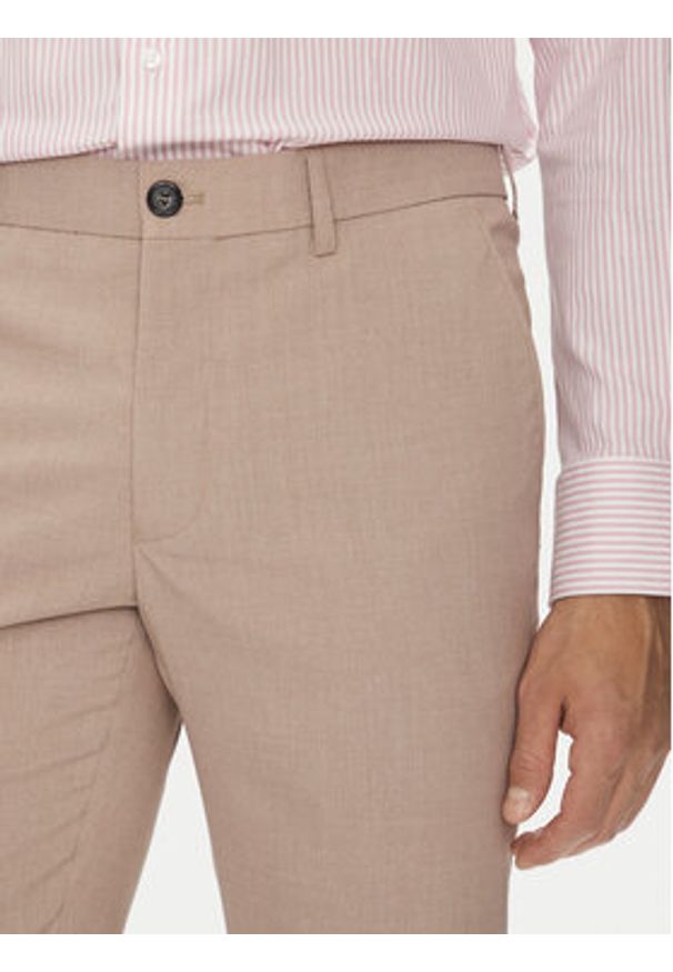 Lindbergh Garnitur 30-61040 Beżowy Slim Fit. Kolor: beżowy. Materiał: syntetyk, wiskoza