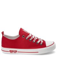 Big-Star - Czerwone Trampki Big Star Damskie Wygodne Buty. Kolor: czerwony. Materiał: materiał. Szerokość cholewki: normalna. Wzór: nadruk. Styl: sportowy #7
