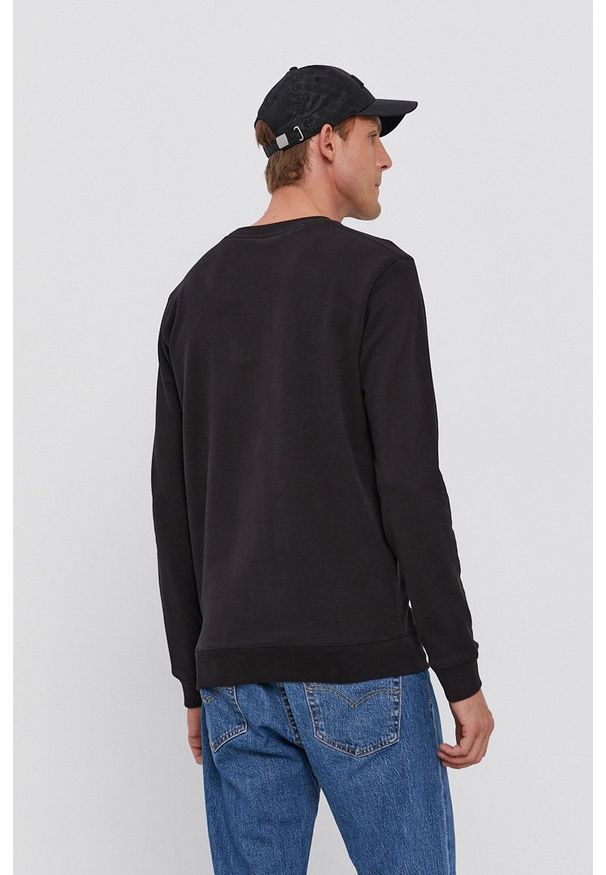 BOSS - Boss Bluza męska kolor czarny gładka. Okazja: na co dzień. Kolor: czarny. Materiał: dzianina. Wzór: gładki. Styl: casual