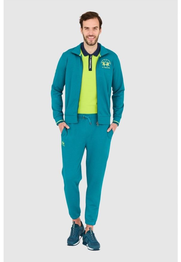 La Martina - LA MARTINA Turkusowa bluza męska na zamek, Rozmiar XL. Kolor: zielony