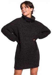 Polskie swetry - Długi ciepły sweter tunika z wysokim golfem. Okazja: na co dzień. Typ kołnierza: golf. Materiał: materiał, wełna, poliakryl, dzianina. Długość rękawa: długi rękaw. Długość: długie. Styl: casual, elegancki #1
