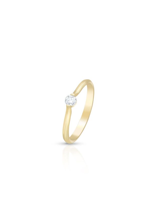 W.KRUK Wspaniały Pierścionek Złoty - złoto 585, Brylant 0,16ct - ZPA/PB+470. Materiał: złote. Kolor: złoty. Wzór: aplikacja. Kamień szlachetny: brylant