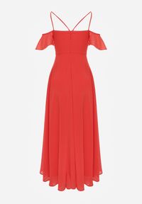 Renee - Czerwona Rozkloszowana Sukienka Maxi o Kopertowym Fasonie na Cienkich Ramiączkach Burwena. Okazja: na wesele, na ślub cywilny. Kolor: czerwony. Długość rękawa: na ramiączkach. Typ sukienki: kopertowe. Długość: maxi #9