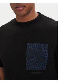 Karl Lagerfeld - KARL LAGERFELD T-Shirt 755044 562221 Czarny Regular Fit. Typ kołnierza: dekolt w karo. Kolor: czarny. Materiał: bawełna #4