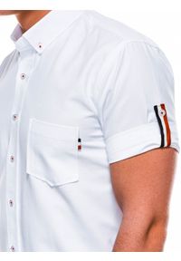 Ombre Clothing - Koszula męska z krótkim rękawem K489 - biała - M. Typ kołnierza: button down. Kolor: biały. Materiał: bawełna, elastan. Długość rękawa: krótki rękaw. Długość: krótkie #4