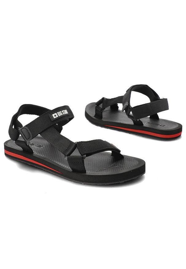 Big-Star - Czarne Sandały Big Star Męskie Buty Sportowe. Zapięcie: pasek. Kolor: czarny. Materiał: materiał. Wzór: paski. Sezon: lato. Styl: sportowy