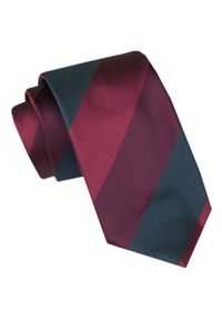 Męski Krawat - Alties - Duże Pasy, Czerwień, Bordo, Zieleń. Kolor: czerwony. Materiał: tkanina. Styl: elegancki, wizytowy #1