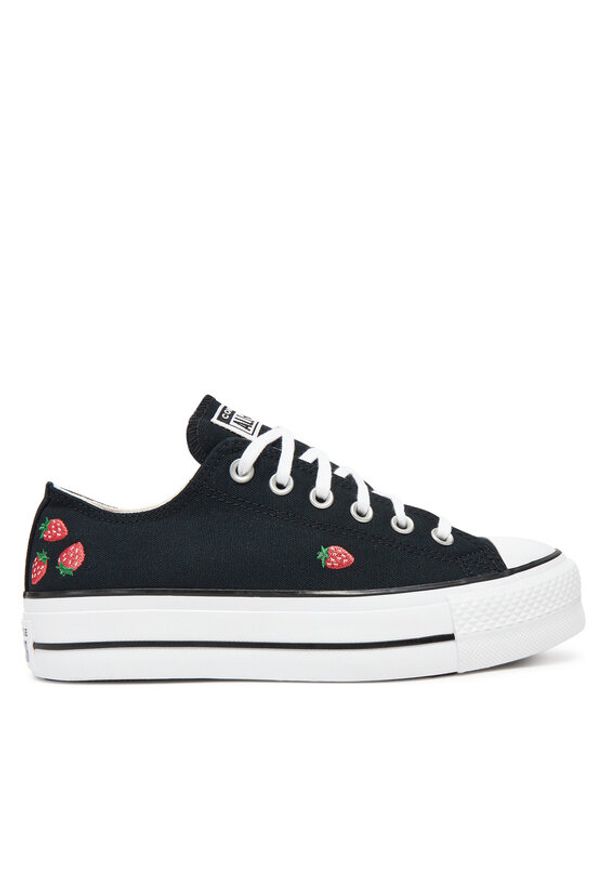 Converse Trampki Chuck Taylor All Star Lift Platform Embroidered Strawberries A14935C Czarny. Kolor: czarny. Materiał: materiał. Obcas: na platformie