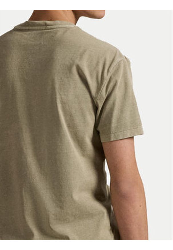 Polo Ralph Lauren T-Shirt 710969628006 Khaki Custom Slim Fit. Typ kołnierza: polo. Kolor: brązowy. Materiał: bawełna