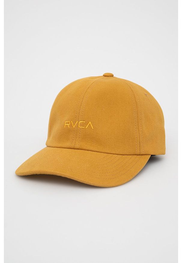 RVCA czapka kolor żółty gładka. Kolor: żółty. Wzór: gładki