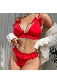 Intica - Komplet bielizny z falbankami na romantyczne wieczory Barbabra. Kolor: czerwony. Materiał: materiał #10