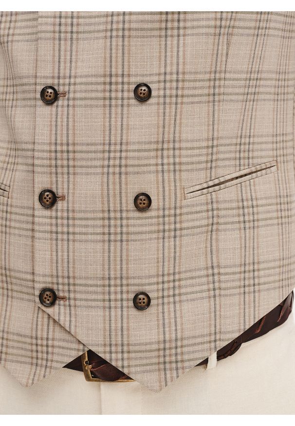 Pako Lorente - PAKO LORENTE - Dwurzędowa kamizelka męska w mocną kratę. Materiał: poliester, elastan, wiskoza. Wzór: kratka. Styl: elegancki, młodzieżowy