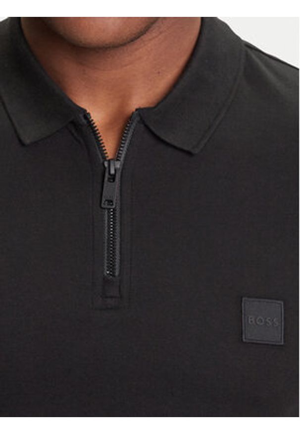 BOSS Polo Passerzip 50537507 Czarny Slim Fit. Typ kołnierza: polo. Kolor: czarny. Materiał: bawełna