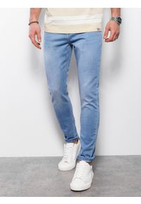 Ombre Clothing - Spodnie męskie jeansowe SKINNY FIT - jasnoniebieskie V4 OM-PADP-0101 - XXL. Kolor: niebieski. Materiał: jeans #4