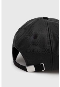 Calvin Klein czapka z daszkiem kolor czarny gładka. Kolor: czarny. Materiał: włókno, materiał. Wzór: gładki #3