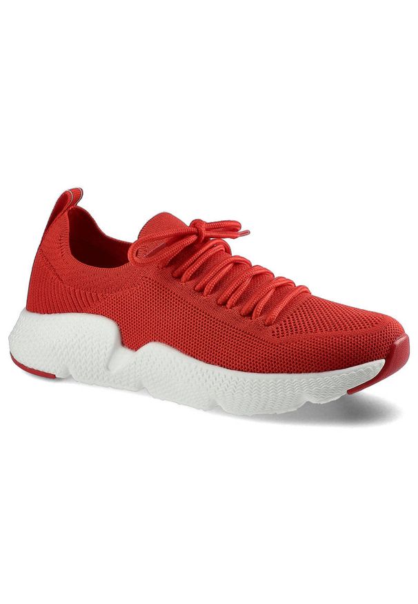 Big-Star - Czerwone Sneakersy Big Star Damskie Sportowe Buty. Okazja: na spacer. Kolor: czerwony. Materiał: materiał. Szerokość cholewki: normalna. Sport: turystyka piesza