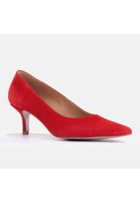 Marco Shoes Eleganckie szpilki na niższym obcasie czerwone. Kolor: czerwony. Obcas: na obcasie. Styl: elegancki. Wysokość obcasa: niski