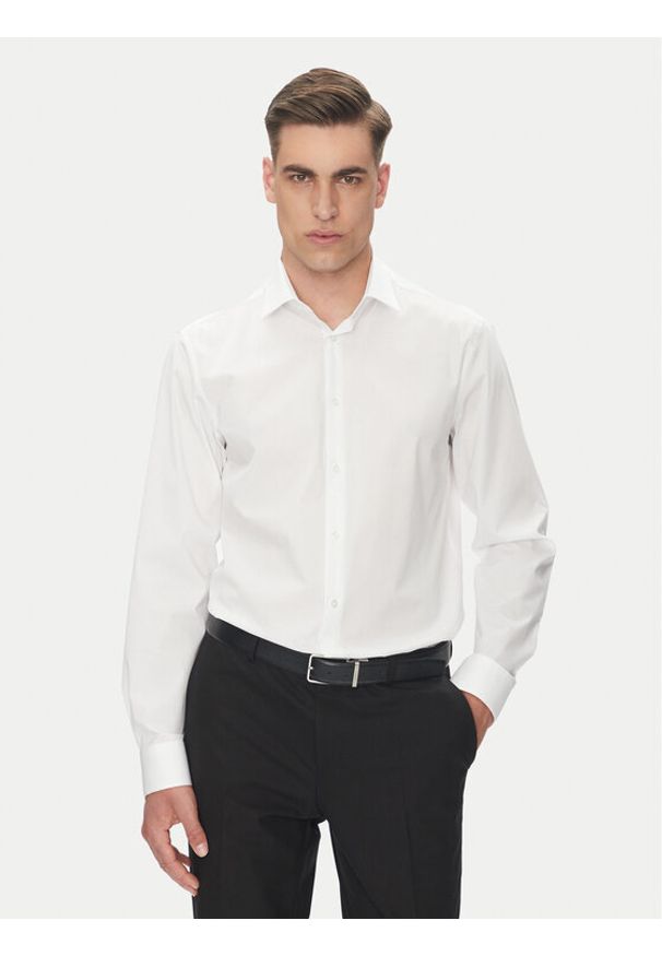 Calvin Klein Koszula Essential LV019EU001 Biały Regular Fit. Kolor: biały. Materiał: bawełna