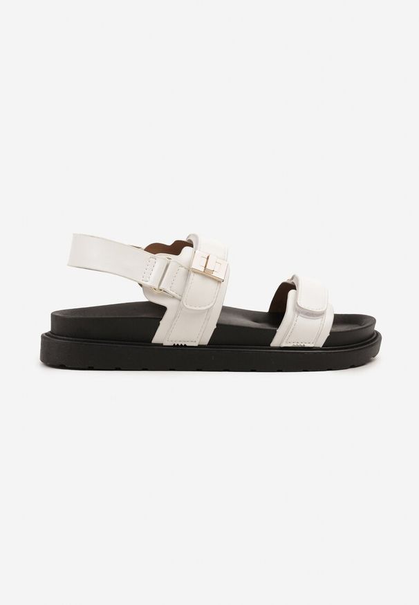 Born2be - Białe Sandały w Sportowym Stylu Zapinane na Rzep Eretell. Okazja: na co dzień, na imprezę. Zapięcie: rzepy. Kolor: biały. Materiał: jeans. Wzór: aplikacja. Styl: sportowy