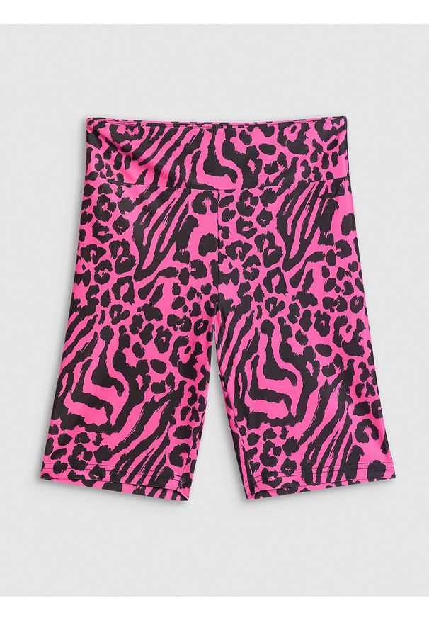 4f - 4F Legginsy kolarki dzianinowe damskie - różowe L. Kolor: różowy. Materiał: dzianina. Długość: długie. Wzór: nadruk. Sezon: lato