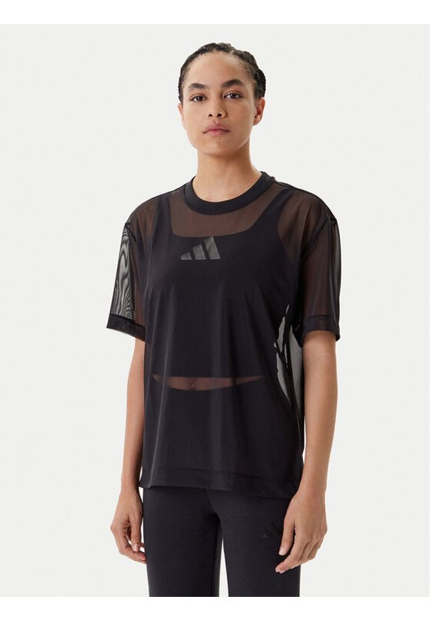 Adidas - adidas T-Shirt ALL SZN Soft Lux Mesh JM3737 Czarny Loose Fit. Kolor: czarny. Materiał: syntetyk