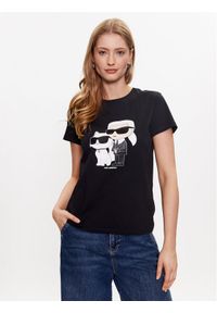 Karl Lagerfeld - KARL LAGERFELD T-Shirt Ikonik 2.0 230W1704 Czarny Regular Fit. Typ kołnierza: dekolt w karo. Kolor: czarny. Materiał: bawełna