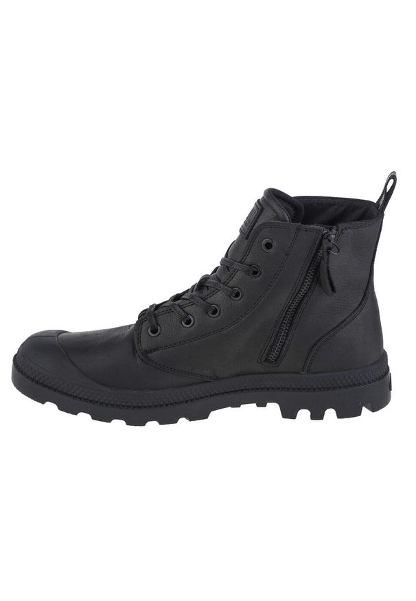 Buty sportowe Sneakersy męskie, Palladium Pampa Zip Lth Ess. Wysokość cholewki: za kostkę. Zapięcie: sznurówki. Kolor: czarny. Materiał: materiał, syntetyk. Szerokość cholewki: normalna. Sport: turystyka piesza
