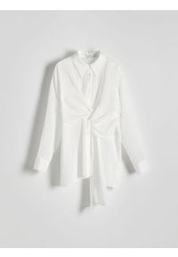 Reserved - Koszula z wiązaniem - biały. Kolor: biały. Materiał: tkanina, wiskoza