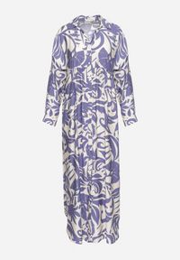 Born2be - Biało-Fioletowa Sukienka Szmizjerka Zapinana na Guziki z Falbanką Lavernia. Okazja: na co dzień, na randkę. Typ kołnierza: dekolt w kształcie V, kołnierz z falbankami. Kolor: biały. Materiał: materiał, wiskoza, jeans, tkanina. Długość rękawa: długi rękaw. Sezon: lato. Typ sukienki: szmizjerki. Styl: klasyczny, casual, elegancki #4