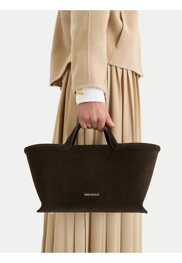 Gino Rossi - GINO ROSSI Torebka EO-LA224-19153C Brązowy. Kolor: brązowy. Materiał: zamszowe, skórzane